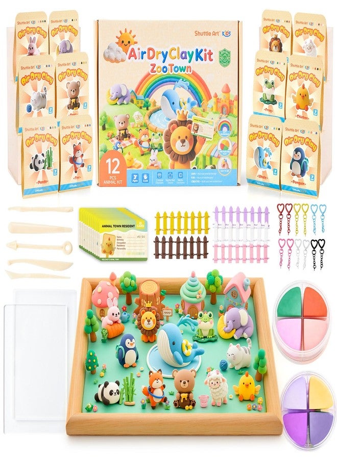 Shuttle Art Air Dry Clay for Kids - Zoo Town, 55 PCS Modeling Clay Kit with Sculpting Tools and Tutorials, Safe & Non-Sticky, Craft Gifts for Boys & Girls - Image 1